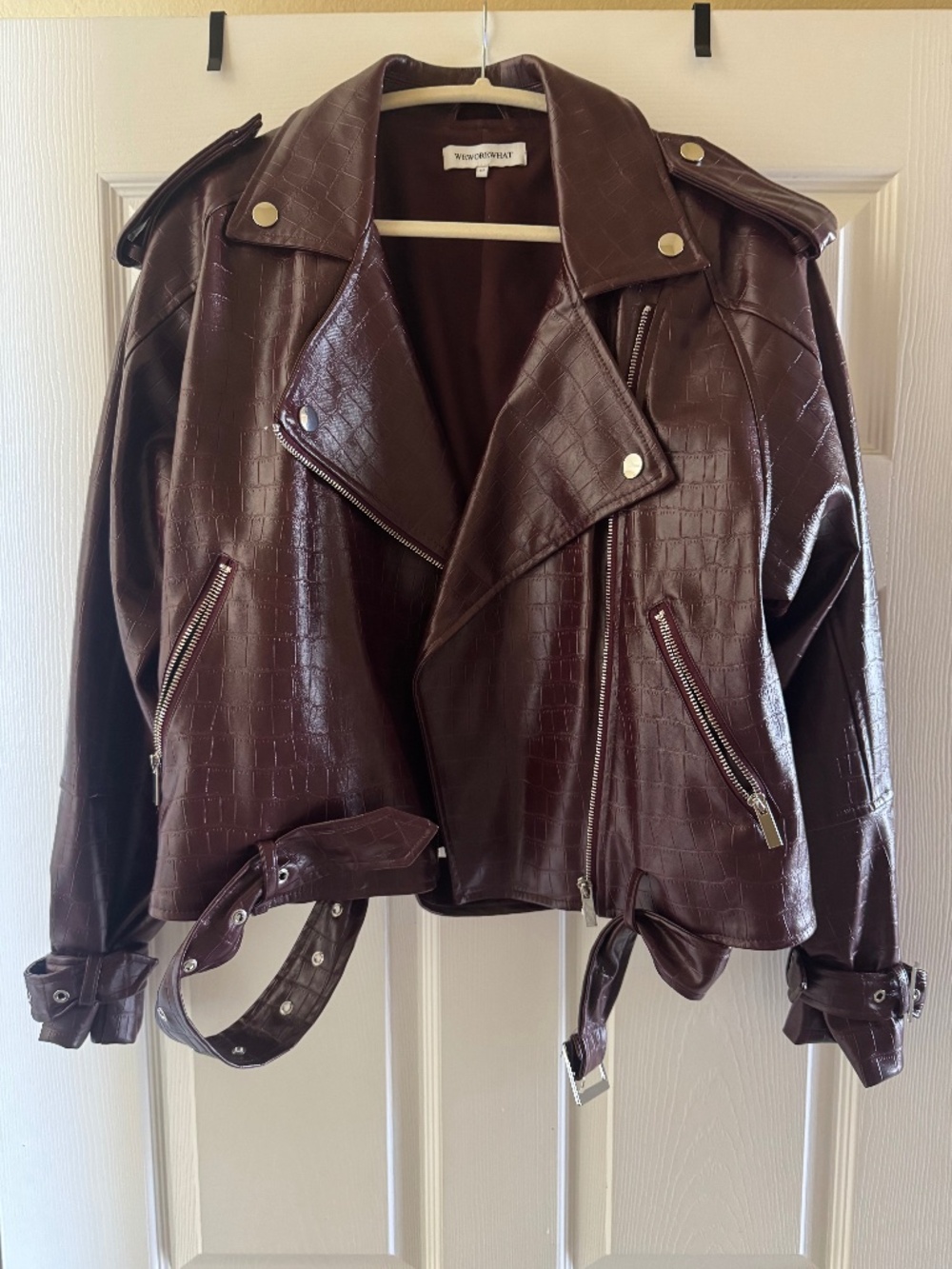 Rare WeWoreWhat Women’s Moto Jacket Oxblood